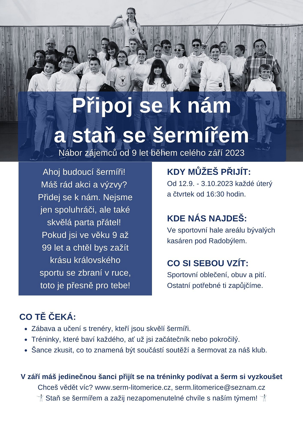 Nábor nových členů do oddílu sportovního šermu v Litoměřicích